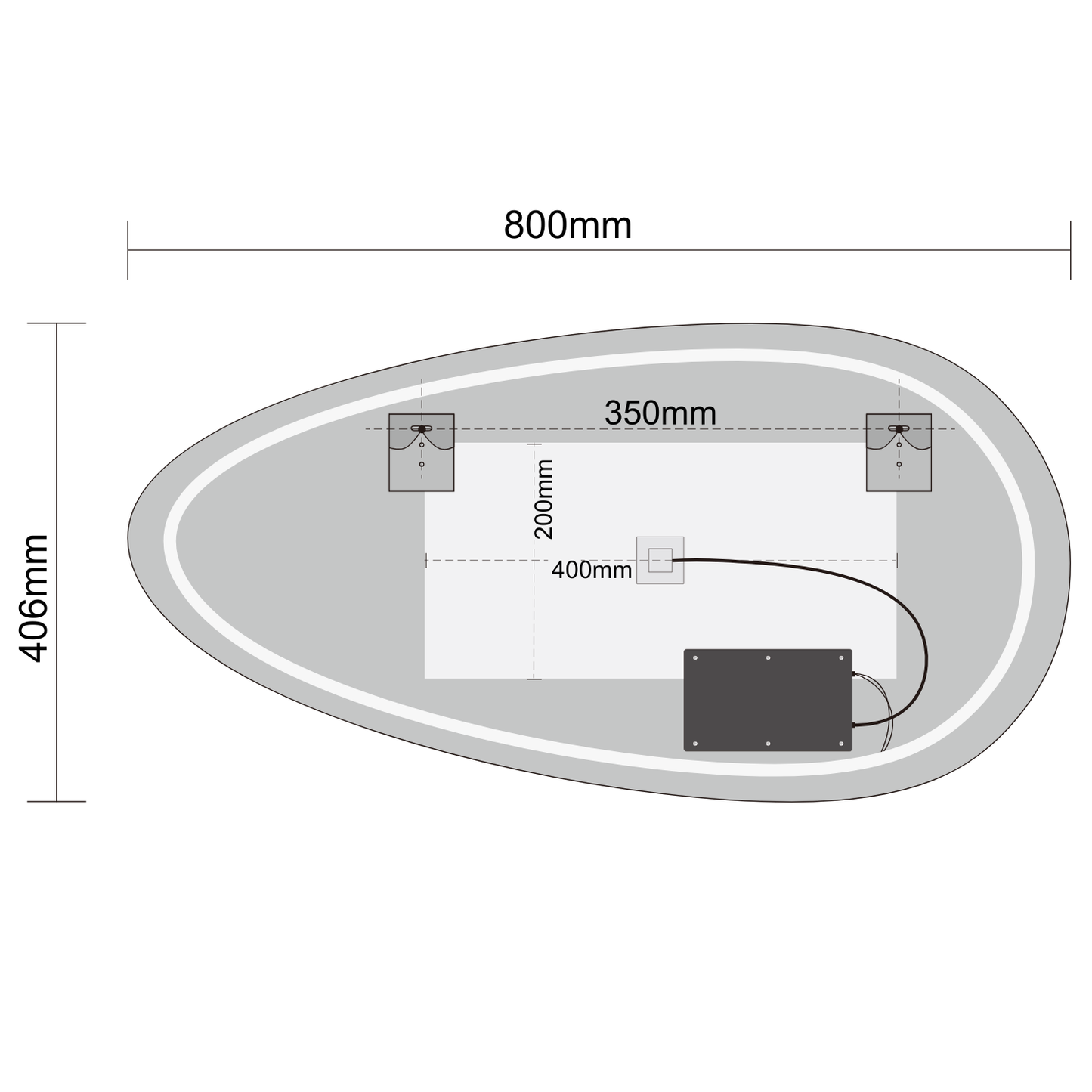 Miroir Asymétrique LED Adana - 80 cm