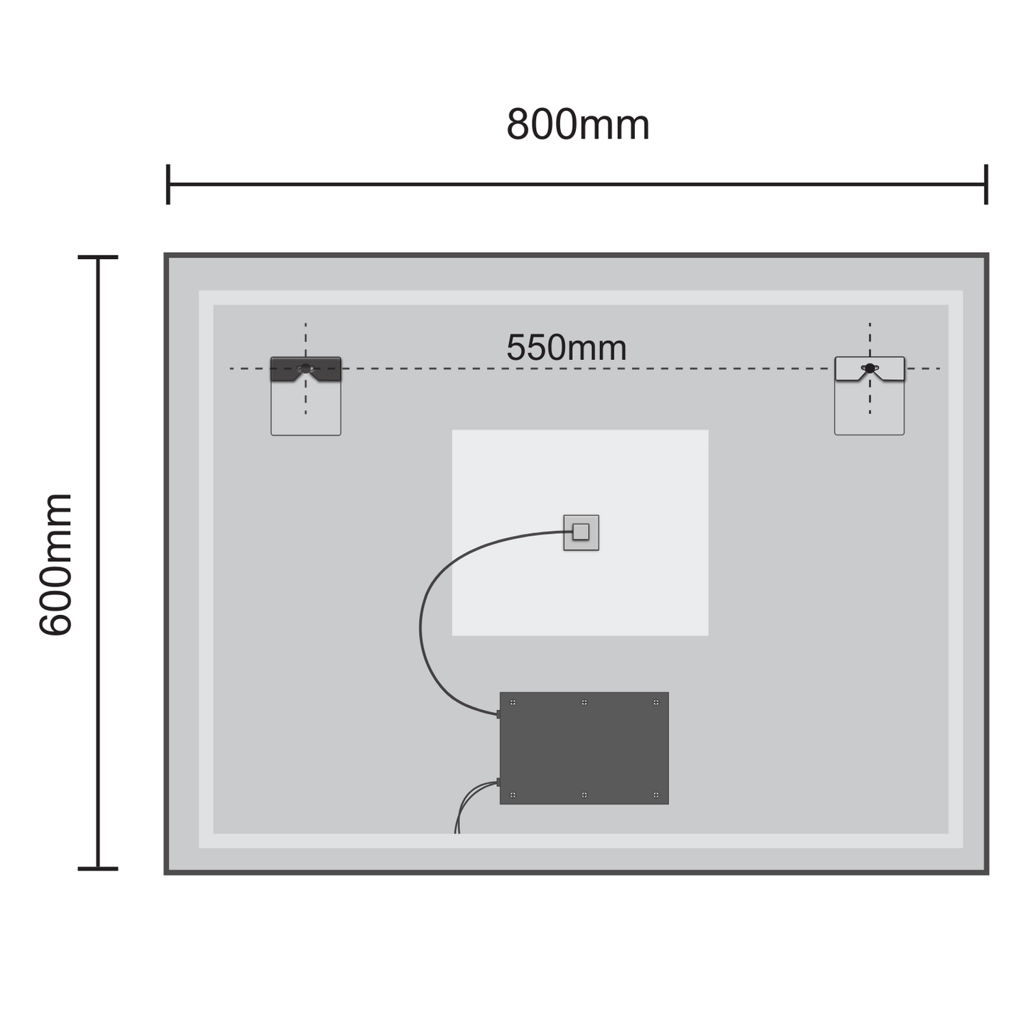 Miroir Rectangulaire LED Bordeaux - 80 cm