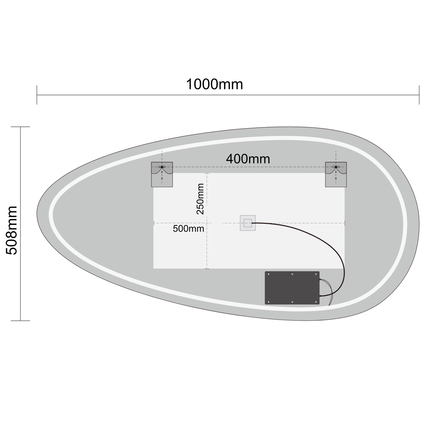 Miroir Asymétrique LED Adana - 100 cm