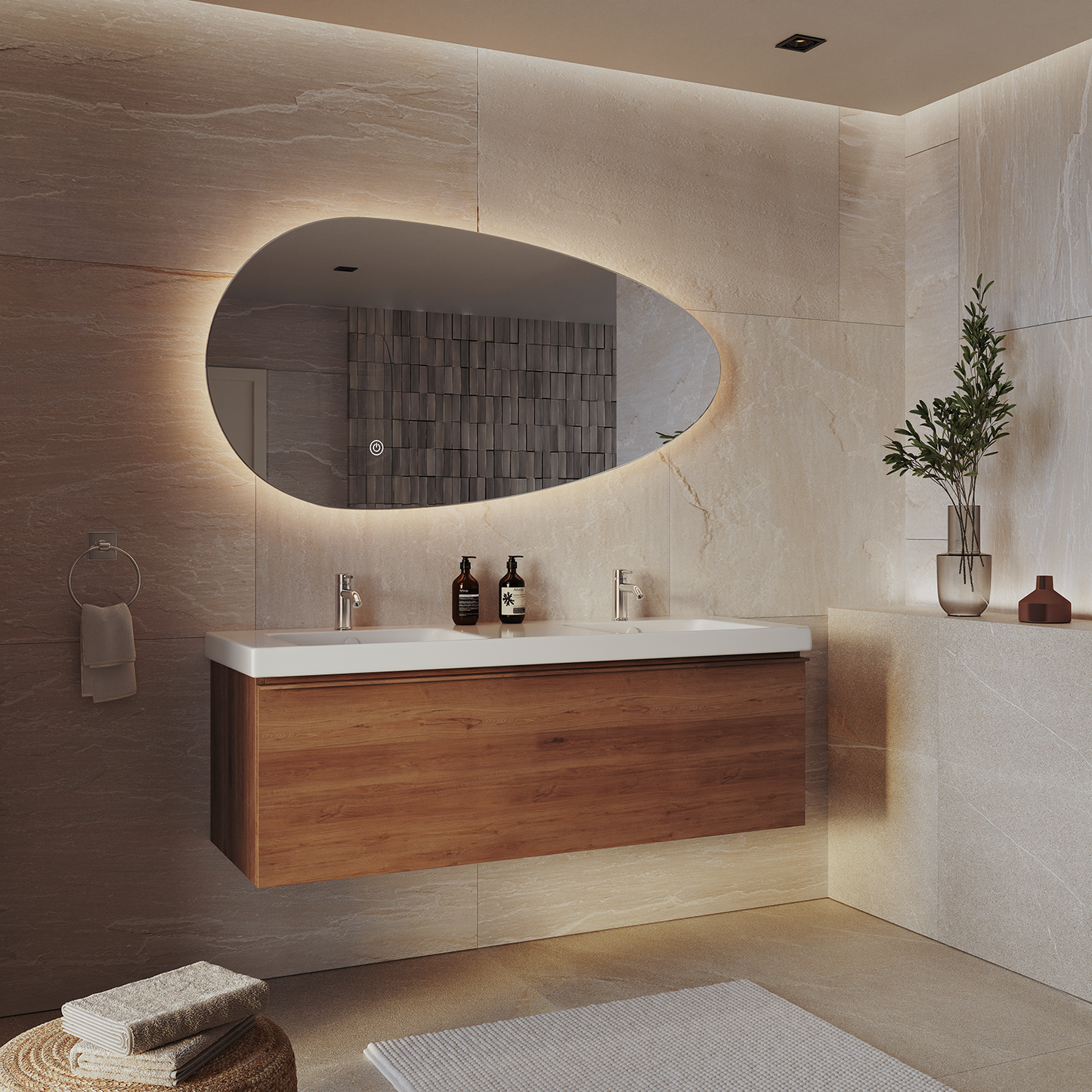 Miroir Asymétrique LED Adana - 140 cm