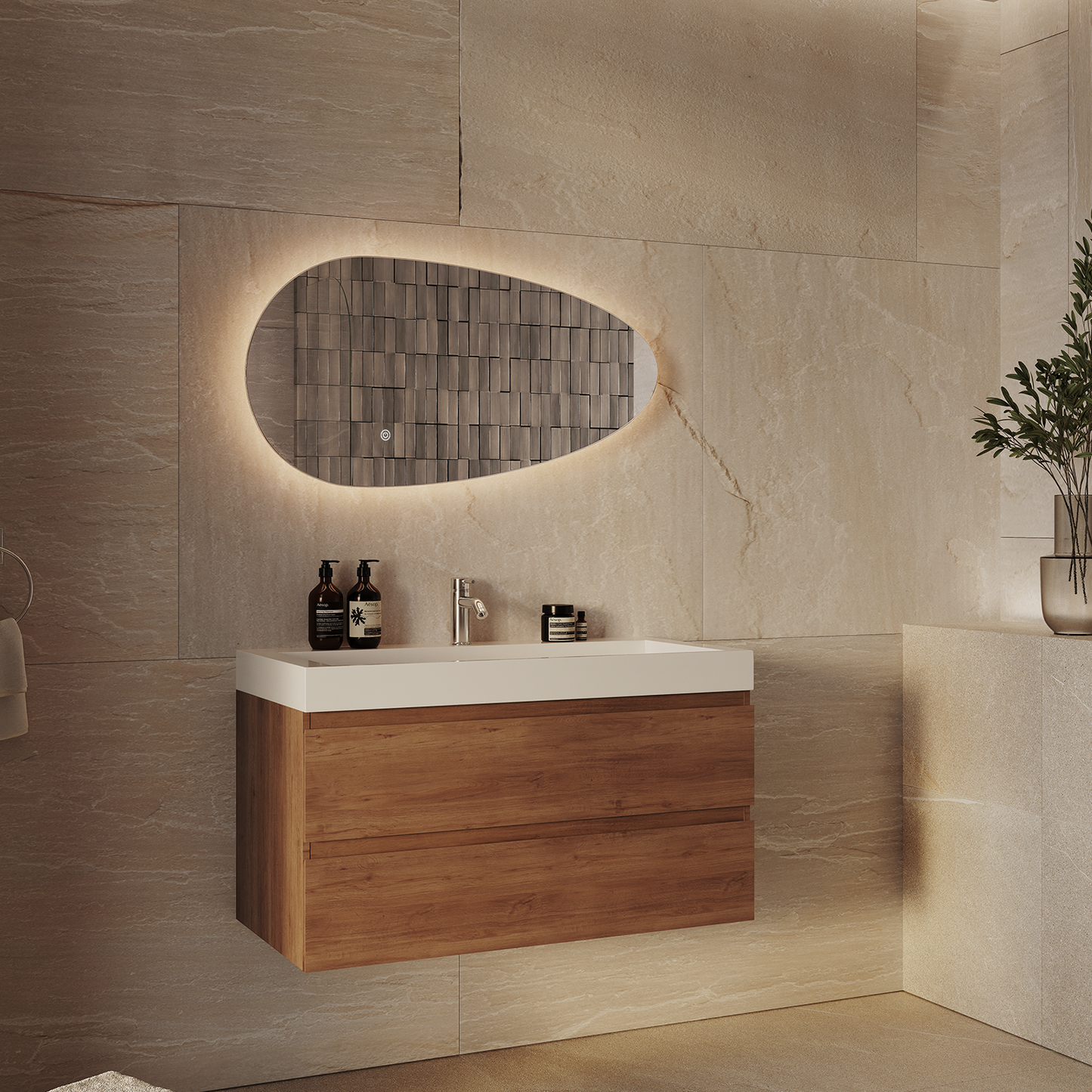 Miroir Asymétrique LED Adana - 80 cm