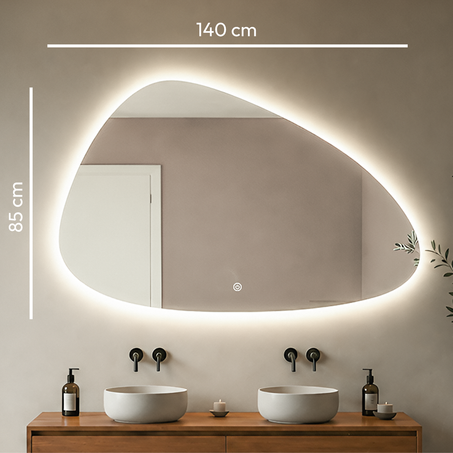 Miroir Asymétrique LED Alicante - 140 cm