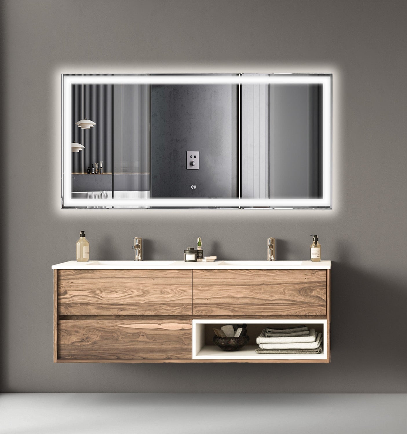 Miroir Rectangulaire LED Memphis - 120 cm