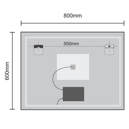 Miroir Rectangulaire LED Bordeaux - 80 cm