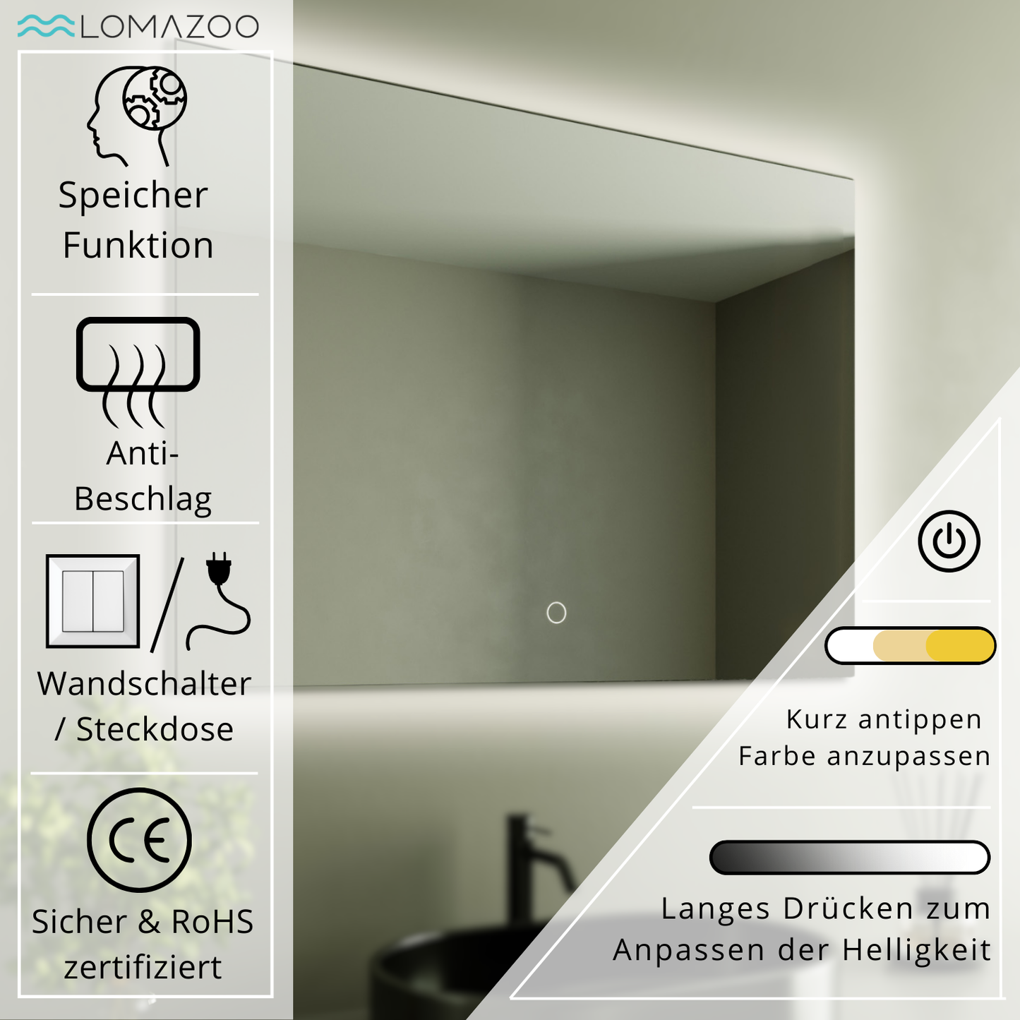 Miroir Rectangulaire LED Bryce - 80 cm