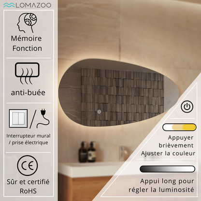 Miroir Asymétrique LED Adana - 80 cm
