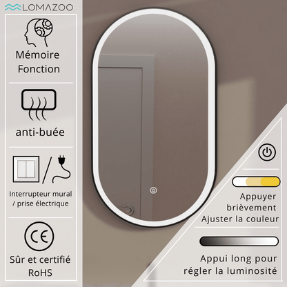 Miroir Ovale LED Leipzig - 90 cm
