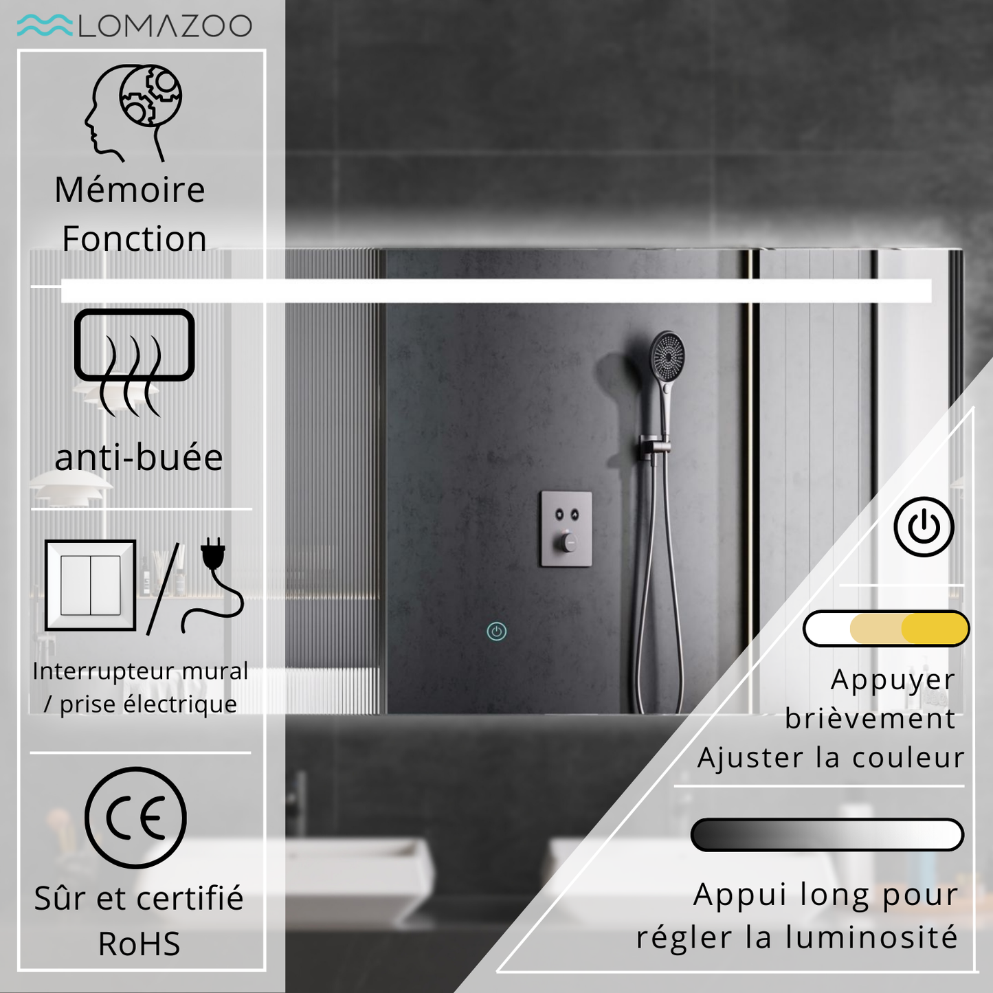 Miroir Rectangulaire LED Houston - 120 cm