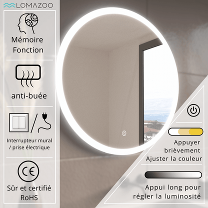 Miroir Rond LED Helsinki - 70 cm