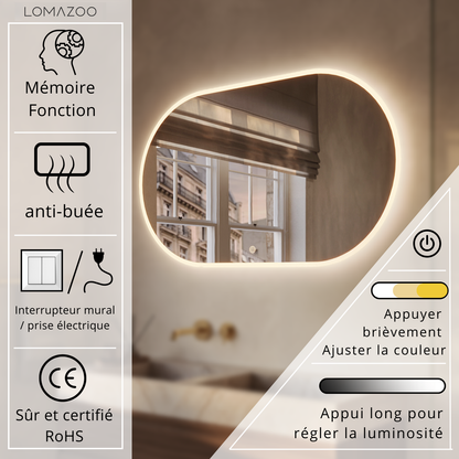 Miroir Ovale LED Genua - 100 cm