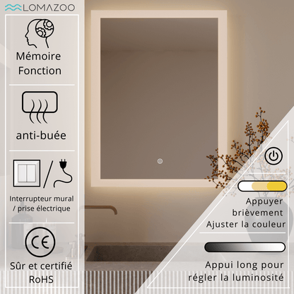 Miroir Rectangulaire LED Orlando - 80 cm