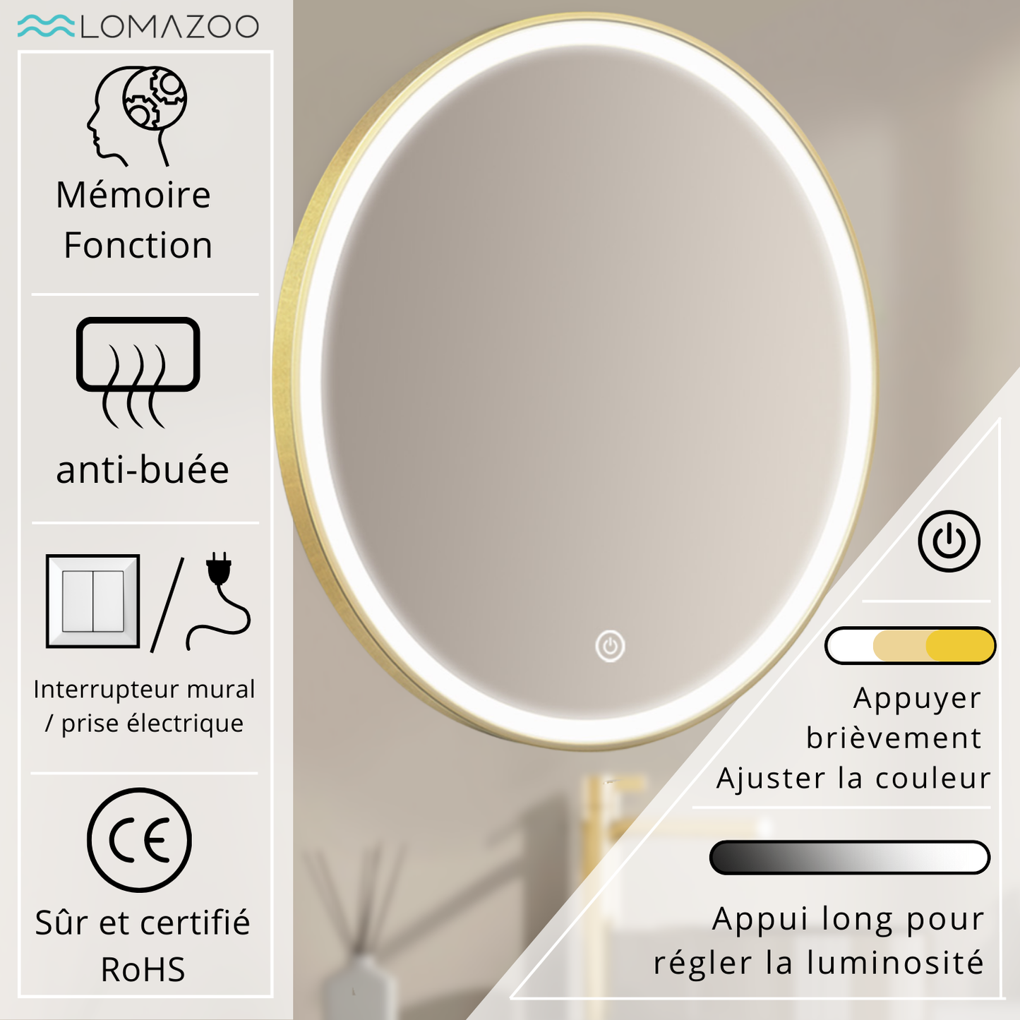 Miroir Rond LED Paris - 80 cm
