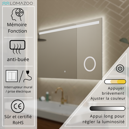 Miroir Rectangulaire LED Riviera - 100 cm