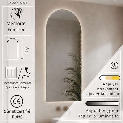 Miroir Arche LED Tunis - 100 cm