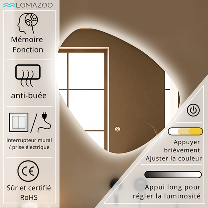 Miroir Asymétrique LED Zürich- 80 cm