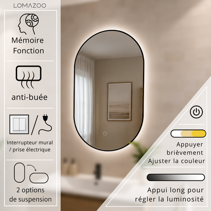 Miroir Ovale LED Tanger - 90 cm