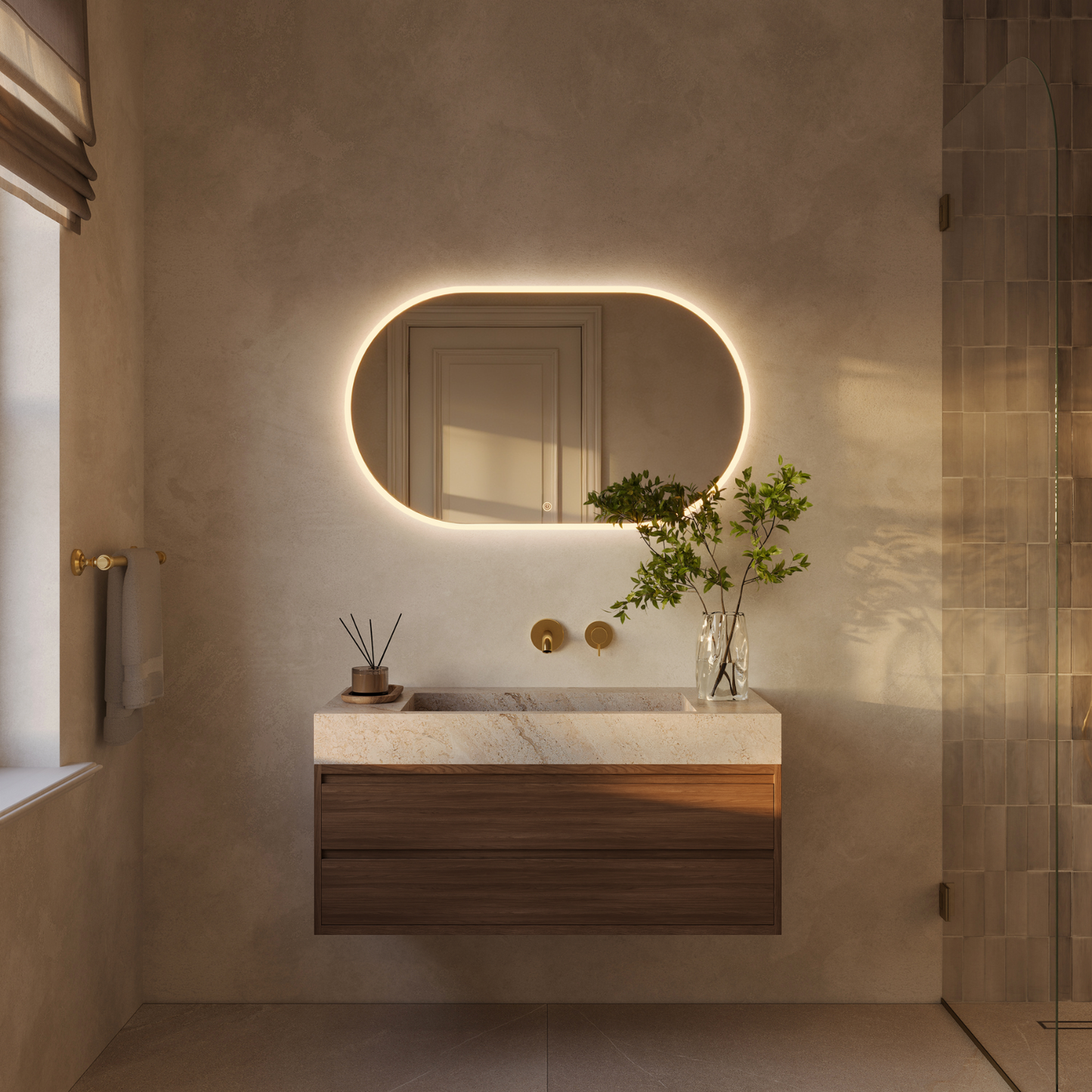 Miroir Ovale LED Genua - 100 cm