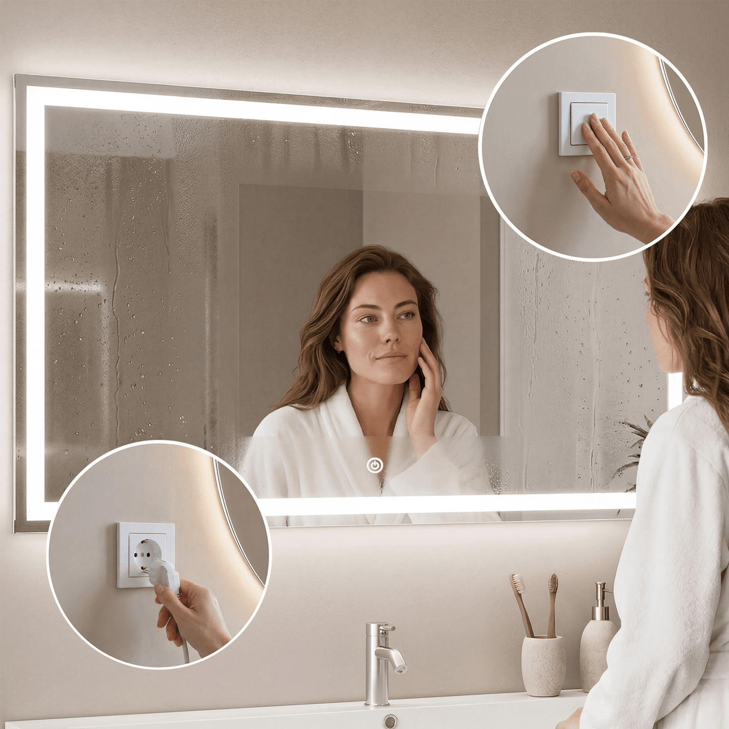 Miroir Rectangulaire LED Memphis - 120 cm