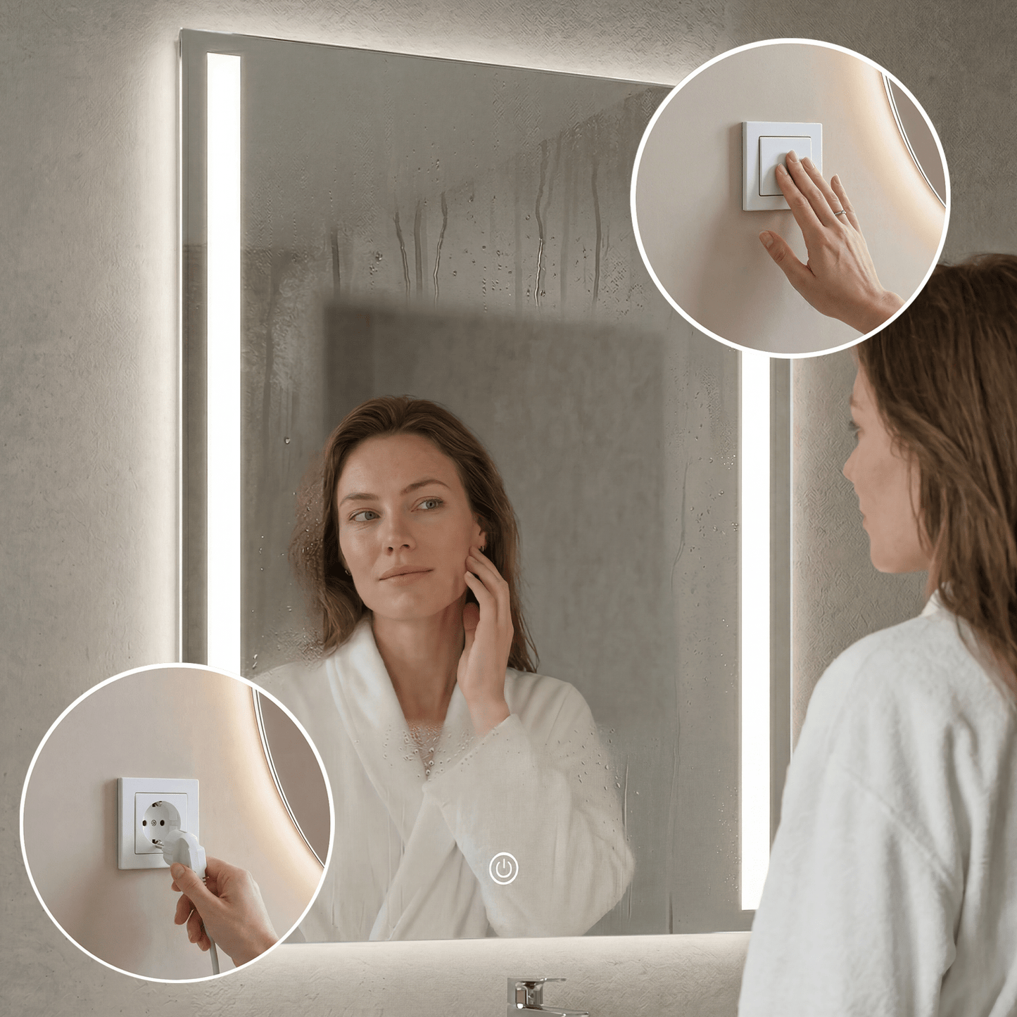 Miroir Rectangulaire LED Phoenix - 80 cm