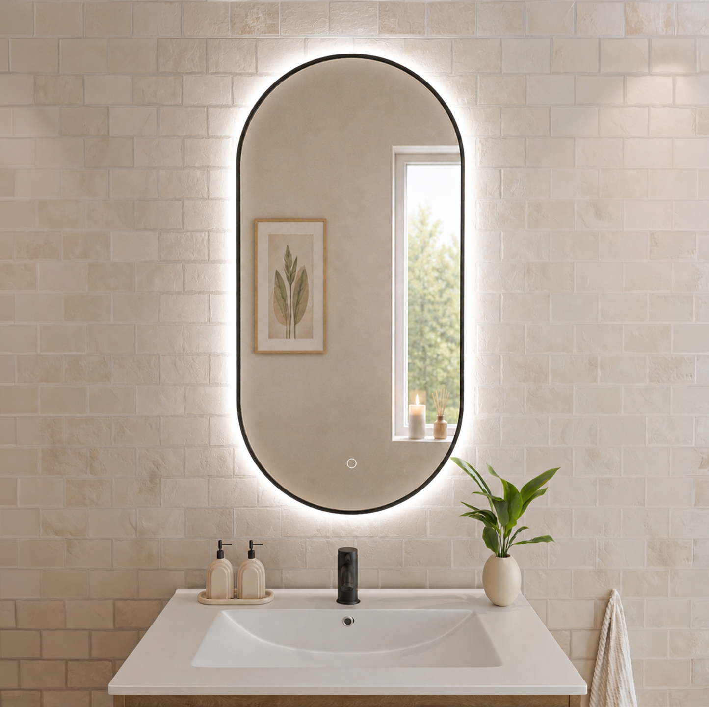 Miroir Ovale LED Tanger - 100 cm