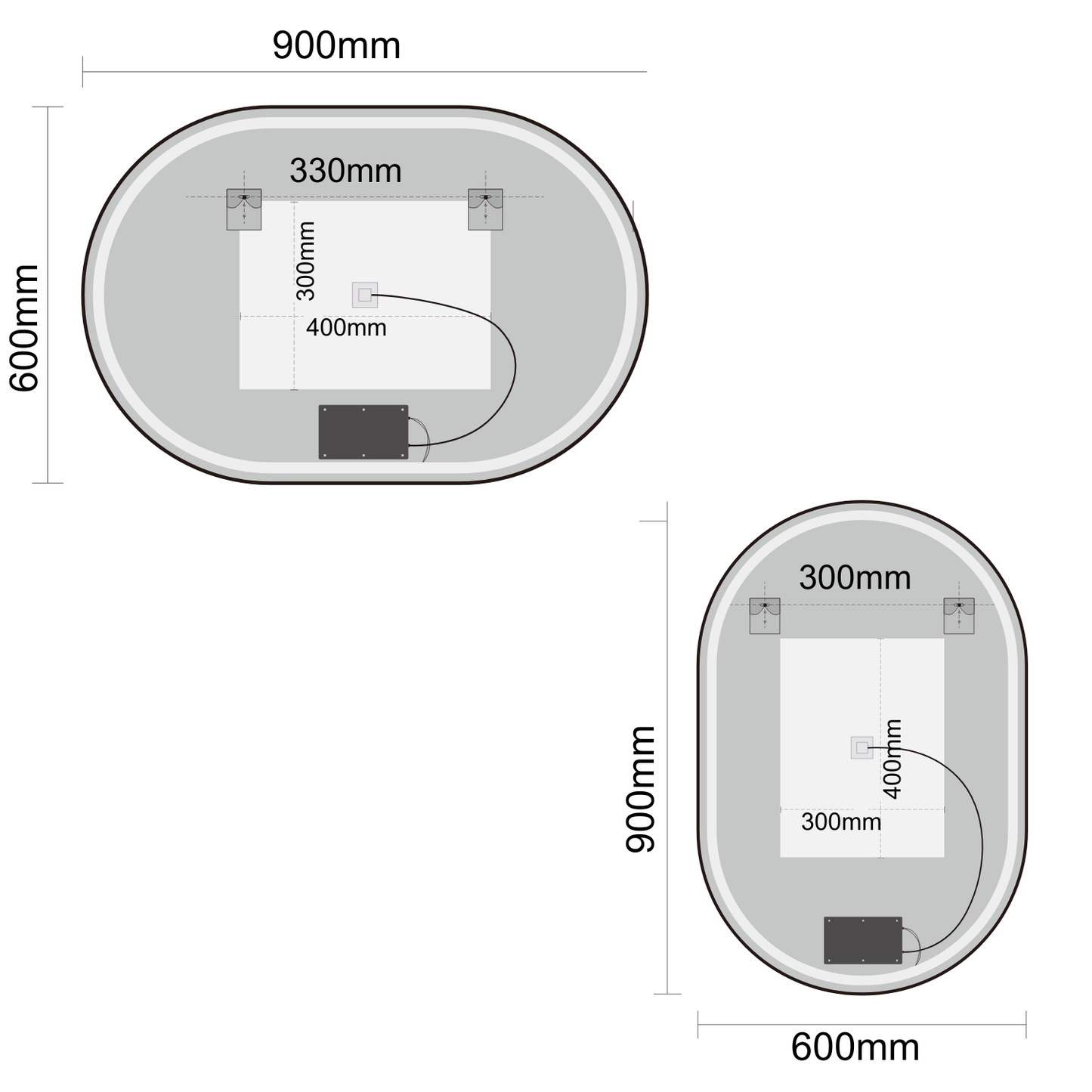 Miroir Ovale LED Tanger - 90 cm