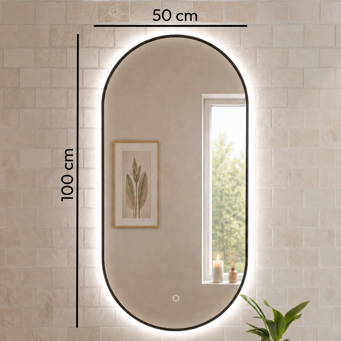 Miroir Ovale LED Tanger - 100 cm