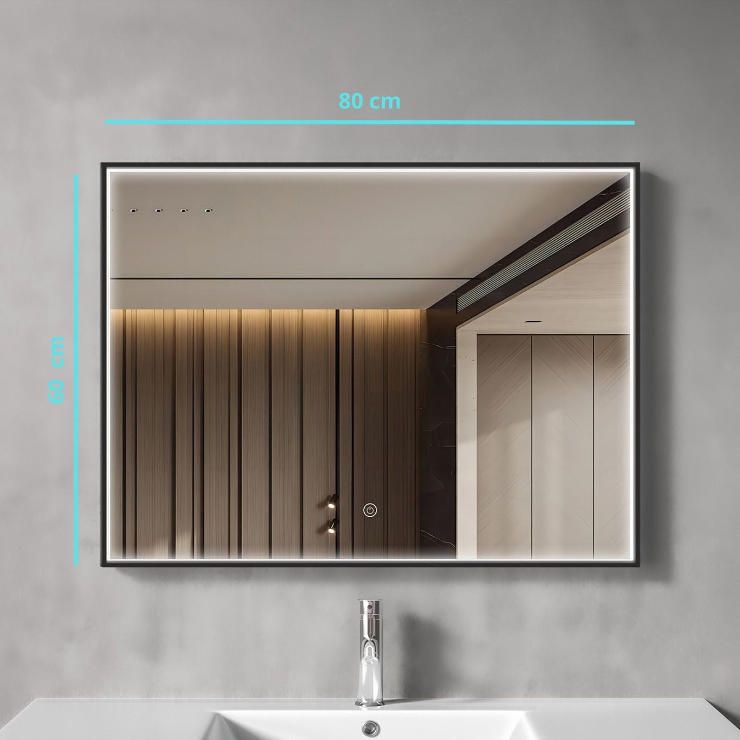Miroir Rectangulaire LED Bordeaux - 80 cm