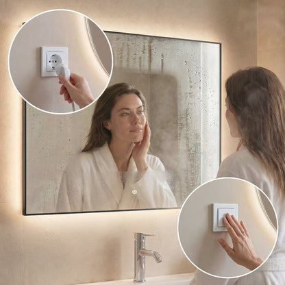 Miroir Rectangulaire LED Bordeaux - 80 cm