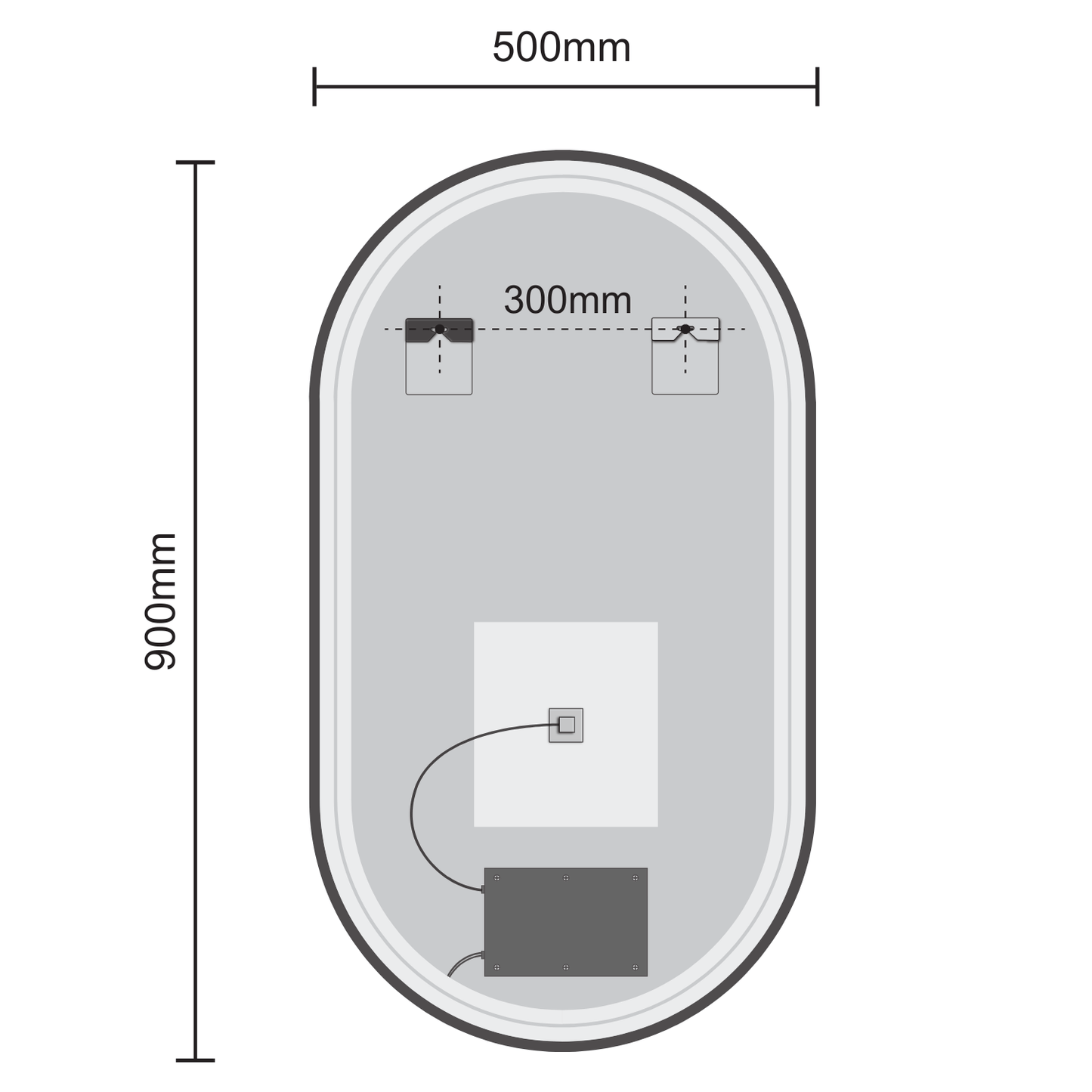 Miroir Ovale LED Leipzig - 90 cm