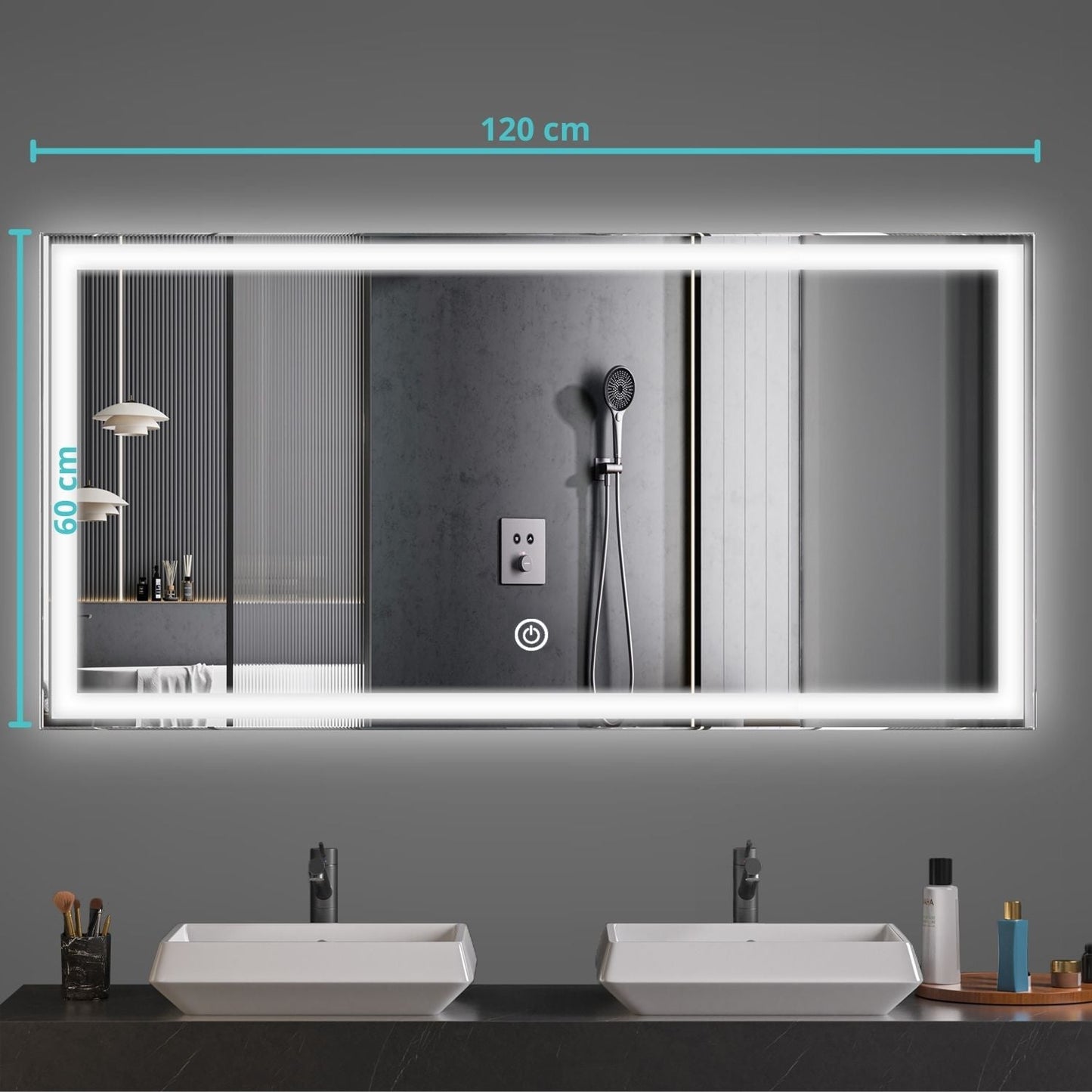 Miroir Rectangulaire LED Memphis - 120 cm