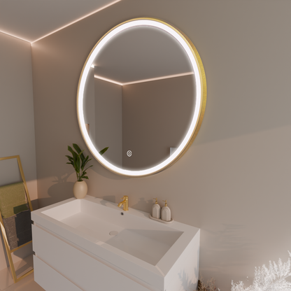 Miroir Rond LED Soho - 100 cm Doré