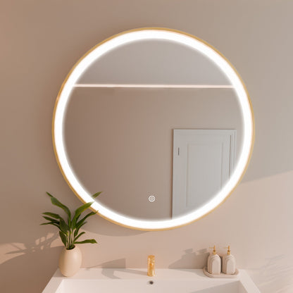 Miroir Rond LED Soho - 100 cm Doré