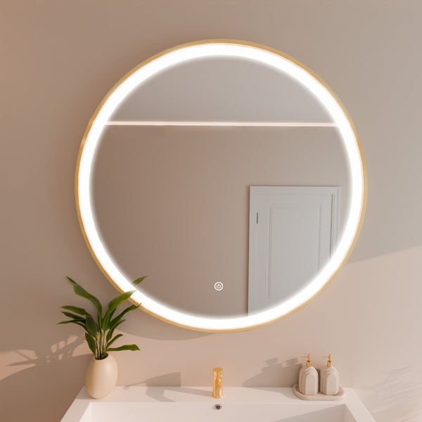 Miroir Rond LED Soho - 100 cm Doré