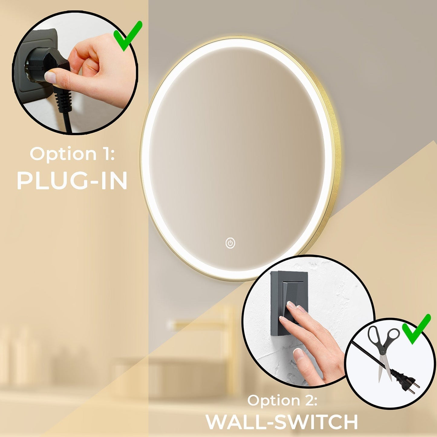 Miroir Rond LED Soho - 100 cm Doré